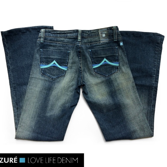 Vintage Azzure Aqua Embroidered Premium Denim Jean - Picture 1 of 8